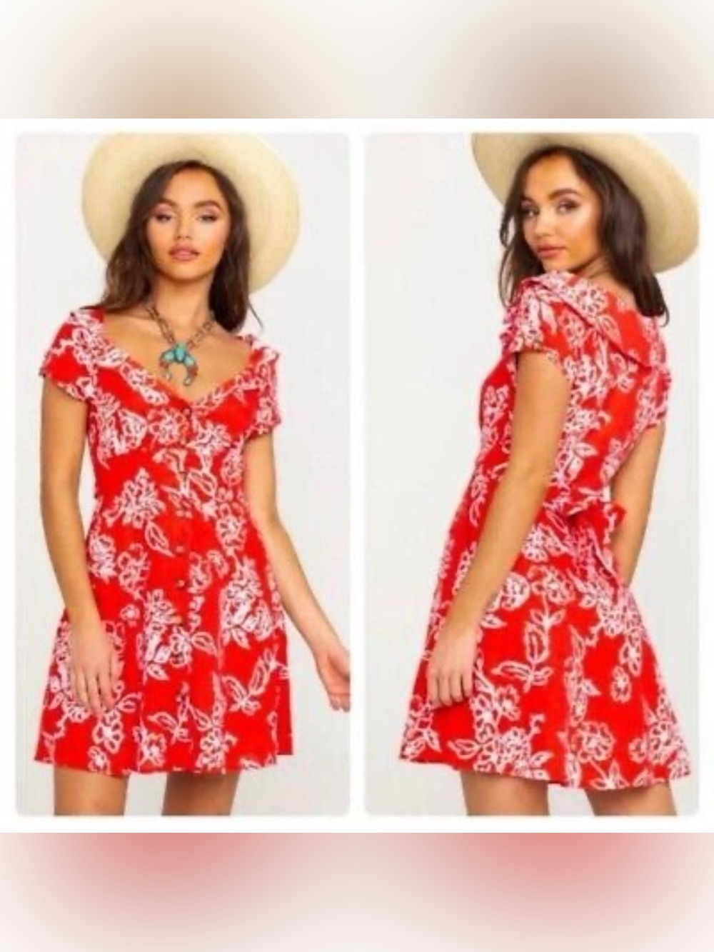 Free People A Thing Called Love Mini Dress Cherry Combo size 0